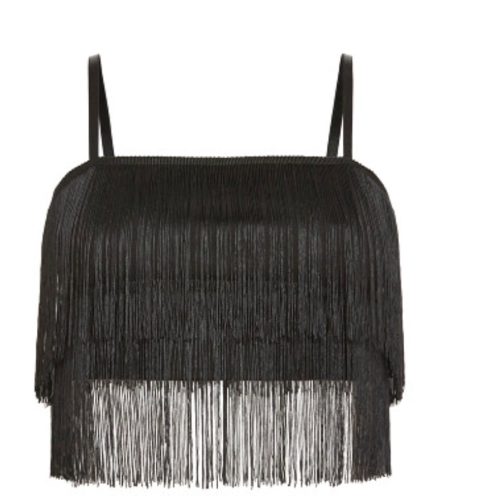 City Chic Jazlyn Crop Top Black Fringe Sz 18 NWT
